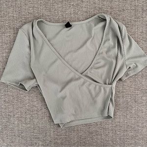 Sage Green Wrap Top